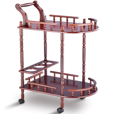 

Wood 2-Tier Kitchen Serving Bar Trolley Cart