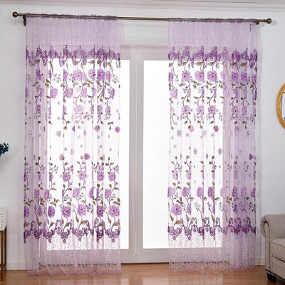 

Peony Flower Offset Printing Curtain Yarn Tulle Curtain for Room Home Decor
