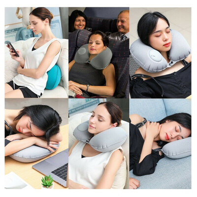 

Gobestart Air Cushion Self-inflating Button Travel Neck Pillow Inflatable Airplane Pillow