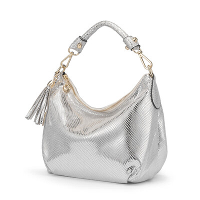 

REALER women bag hobos shoulder bag female handbag small tote bag with top-handle artificial leather handbag GoldSilver