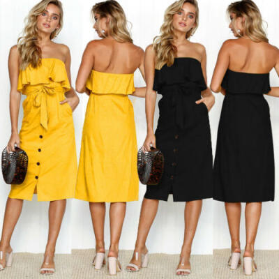 

Women Summer Boho Long Maxi Dress Evening Cocktail Party Beach Dresses Sundress