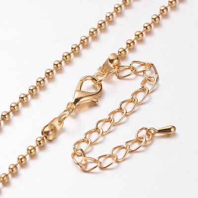 

Iron Ball Chain Necklace Makings with Alloy Lobster Claw Clasps&Iron End Chains Light Gold 303"