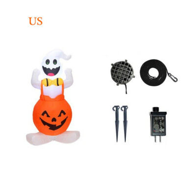 

4 FT Tall LED Lighted Halloween Inflatable Pumpkin And Ghost Party Decoration For Outdoor Indoor Home Garden Yard