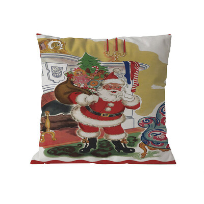 

Tailored Merry Christmas Pillow Cases Linen Sofa Cushion Cover Home Decor Pillow Core