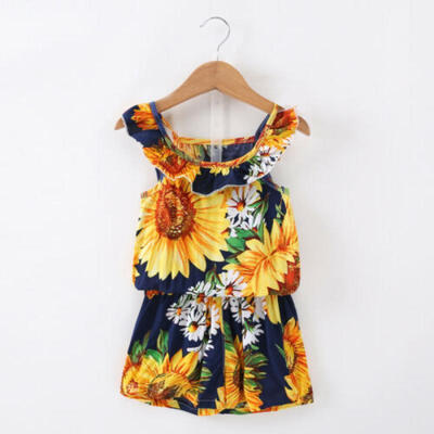 

USA Fashion Toddler Kids Girls Floral T-shirt Tops Shorts Outfits Set Clothes