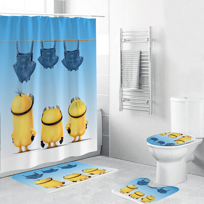 

〖Follure〗4PCS Non Slip Toilet Polyester Cover Mat Set Bathroom Shower Curtain