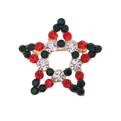 

Women Christmas Scarf Rhinestones Hollow Out Star Brooch Pins Femme Breastpin Jewelry Decorations