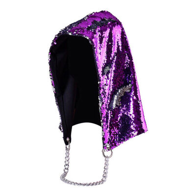 

Women Reversible Mermaid Sequin Glitter Dress Up Hood Hat Baggy Beanie Ski Cap Hallowmas