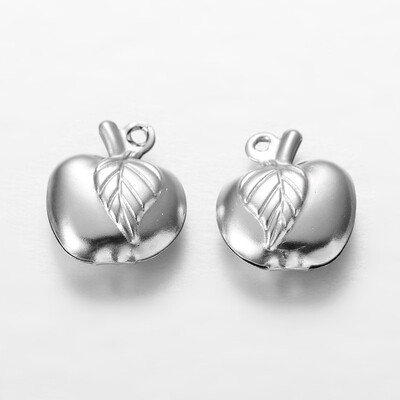 

Apple 304 Stainless Steel Charms Stainless Steel Color 13x11x5mm Hole 1mm