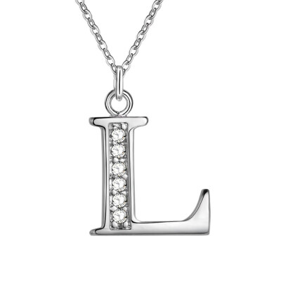 

Simple Shiny Zircon 26 English Letters Pendant Women Men Thin Necklaces Jewelry