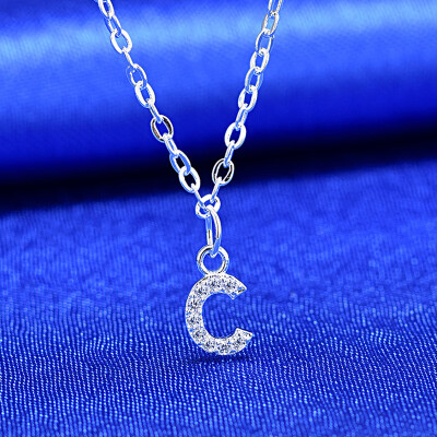 

Sale 1PC Women Girls 26 Letter Pendant Necklace Graceful Unique Adjustable Silvery Letter Pendant Necklaces