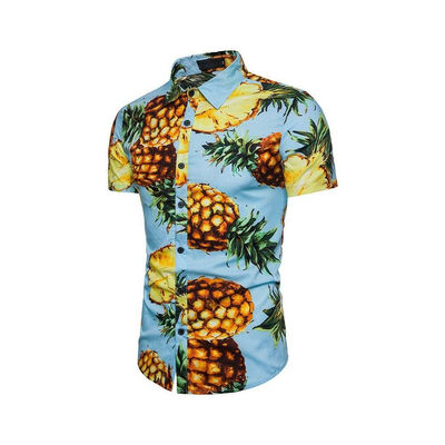 

Mens Pineapple Floral Print Shirts Tops Casual Short Sleeve Hawaiian Beach Shirt