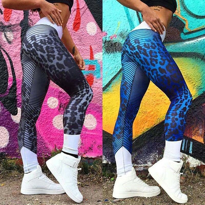 

Spot Amazon WISH Explosion models Europe&America sexy spot print yoga pants leggings OM1121 blue