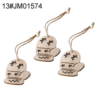 

3Pcs Retro Wooden Hollow Pendants with Rope DIY Crafts Christmas Tree Ornaments