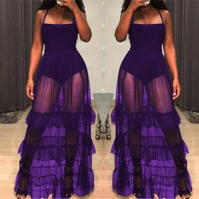 

Sexy Women Mesh Perspective Lace Patchwork Bandage Summer Beach Casual Skirt