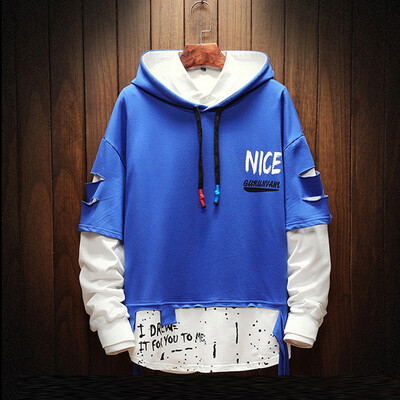 

Toponeto Men Splicing Button Pullover Long Sleeve Hooded Sweatshirt Tops Blouse