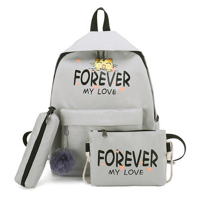 

3pcsset Cat Letter Print Shoulder Pen Bags Backpacks Women Composite Bags