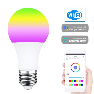 

Smart WIFI LED Bulb WIFI Light RGB Multicolor LED Bulb 7W E2627 Dimmable Light Phone Remote Control Compatible with Alexa Google