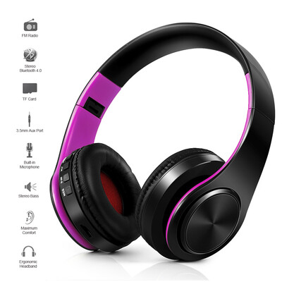 

Wireless Bluetooth Headphones Stereo Bluetooth 40 Headsets MP3 Player TF Card FM Radio 35mm Wired Earphone Hands-free w Mic Pur