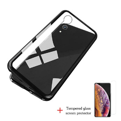 

Magneto Magnetic Adsorption Case Clear Tempered Glass Red Clear i-phone XR