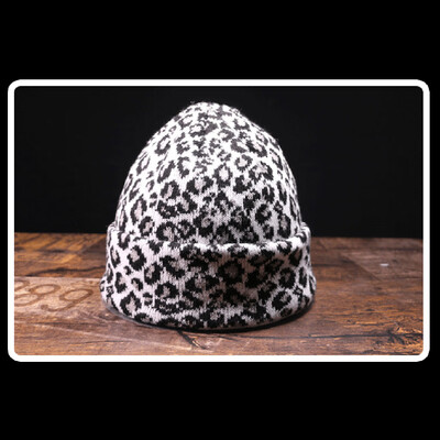 

Tailored Womens Winter Warm Leopard Print Knitted Sleeve Hat Plus Velvet Wooly Cap Retro