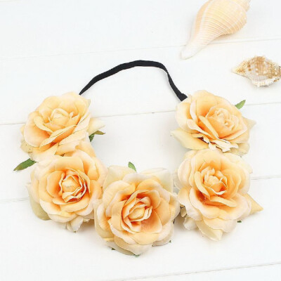 

〖Follure〗Party Floral Rose Flower Headband Hair Crown Festival Boho Garland Large Big