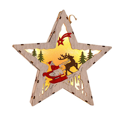 

Toponeto LED Light Wood House Cute Christmas Tree Ornaments Window Holiday Decoration