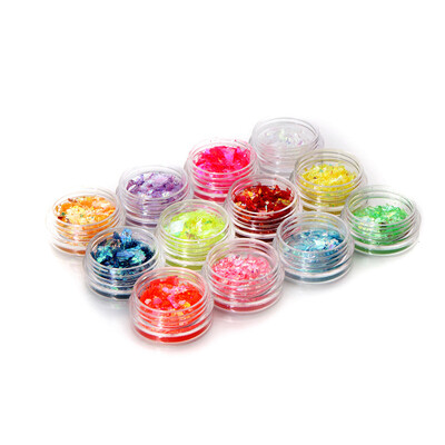 

Toponeto 12 Colors Nail Art Acrylic Glitter Shinny Mixture Ice Mylar Shell Paper Sets Hot