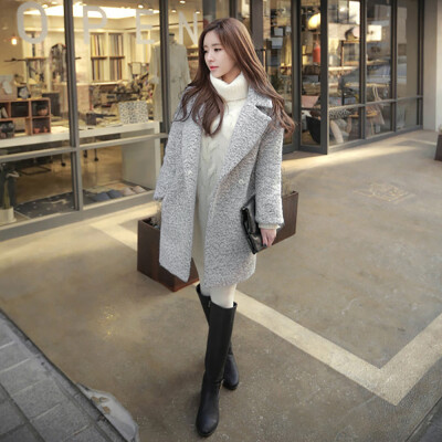 

Roseonmyhand Womens Winter Warm Jacket Imitation Lapel Warm Slim Jacket Long Coat