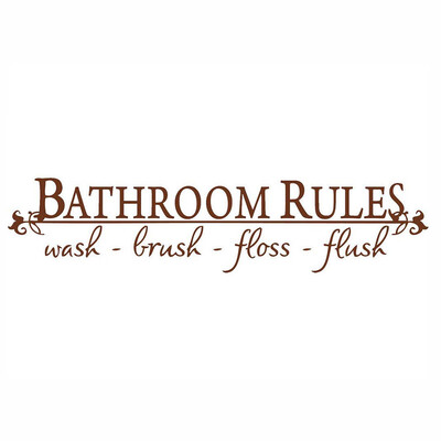 

Toponeto BATHROOM RULES Wash Brush Floss Flush Quote Saying Wall Sticker For Bathroom