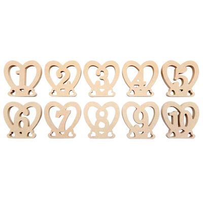 

10pcs Hollow Love Heart 1-10 Wood Table Numbers Wedding Seats Signs Decor