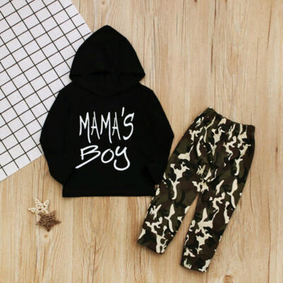 

Baby Kids Boys Outfit Hooded T Shirt Tops Camouflage Pants Autumn Clothes Set