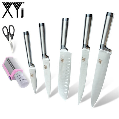 

XYj Kitchen Knives Stainless Steel 8" 7" 5" 35" Kitchen Knife And pink Electric Knife Sharpener Scissor