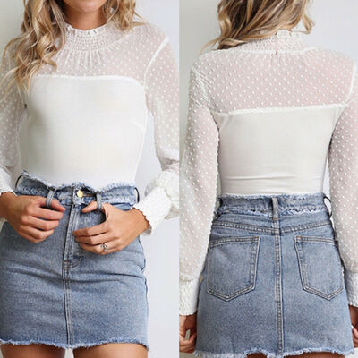 

Hot Women Ladies Lace Bodysuit Leotard Long Sleeve Body Tops T shirt Jumpsuit