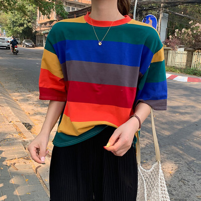

Loose Casual Round Neck Short-sleeved Womens Tops