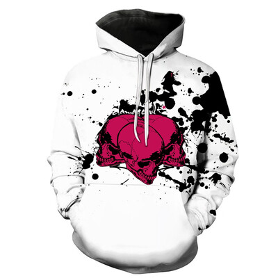 

Toponeto Fashion New Style Mens 3D Skull Printed Cap Long Sleeve Top Large Size Blouse