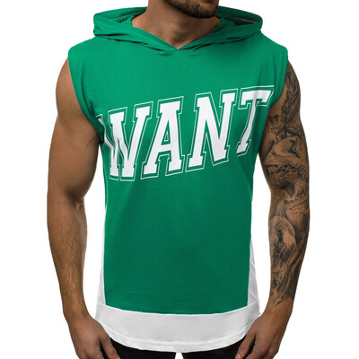 

Toponeto Mens Summer Casual Fashion Hoodie Printing Patchwork Comfortable Vest Tops