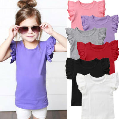 

New Toddler Baby Girls Boy Flying Sleeves Tops Bodysuit Outfits Kid Clothes 0-4T