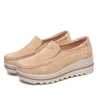 

2019 Spring Women Flats Shoes Platform Sneakers Slip On Flats Leather Suede Ladies Loafers Moccasins Casual Shoes Women Creepers