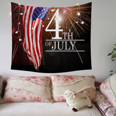 

Toponeto Independence Day Print Family Tapestry Light String Combination Wall Decoration