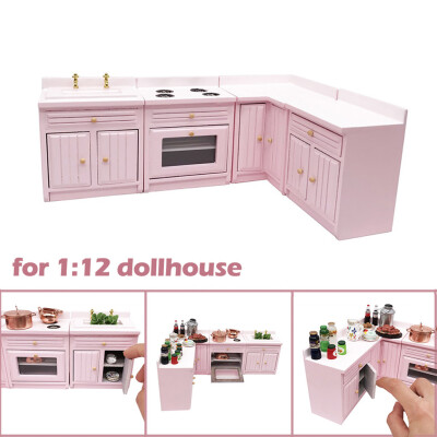 

Gobestart 112 Dollhouse Miniature Furniture Wooden Kitchen Cabinet Set Freely Combined