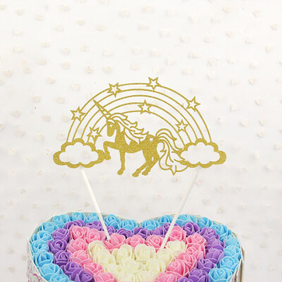 

Funnnybunny Glitter Rainbow Unicorn Toppers Cake Decor Kid Webbing Birthday Party Favor