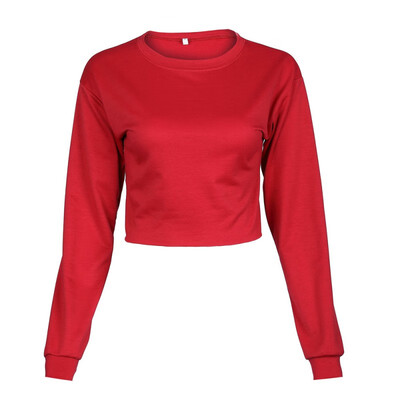 

Women Autumn Winter Hoodies Long Sleeve O-Neck Short Pullovers Tops Fashion Casual Loose Sweatshirt