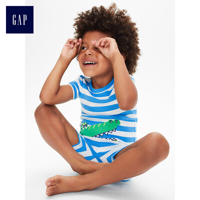 

GAP flagship store male&female crocodile pattern soft short-sleeved underwear set home service 295331 sky blue 4YRS