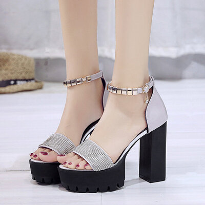 

Fashion sexy super high heels waterproof diamond princess shoes spring&summer womens sandals red thick heel