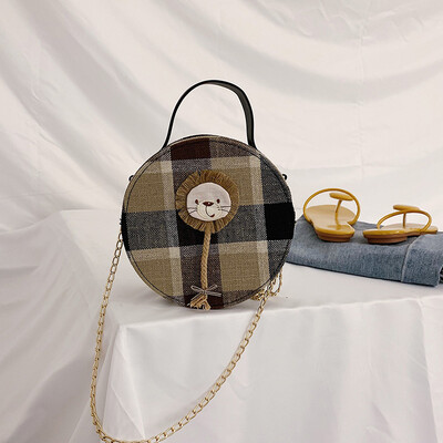 

2019 new foreign plaid bag versatile ins fairy small net red cross bag mini chain small round bag