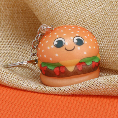

Gotoamei Kawaii Cartoon Hamburger Slow Rising Cream Scented Keychain Stress Relief