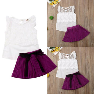 

Toddler Infant Summer Kids Baby Girls Tops T-shirt bandage Skirt Dress Clothes