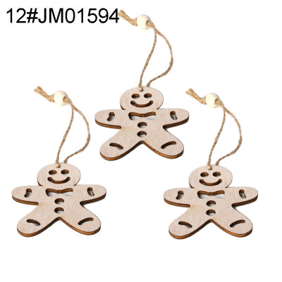 

3Pcs Wooden Hollow Blank Slices Pendants DIY Crafts Christmas Tree Ornaments