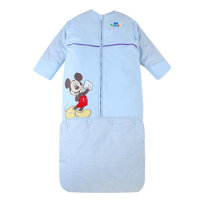 

Disney Baby baby sleeping bag cotton autumn&winter thickening can be sleeved plus pocket children anti-kick woven grow light blue 110